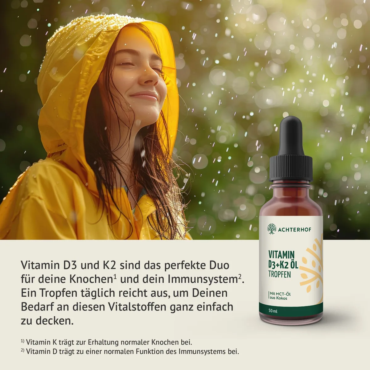 Vitamin D3+K2 Öl Tropfen (50ml) – Bild 3