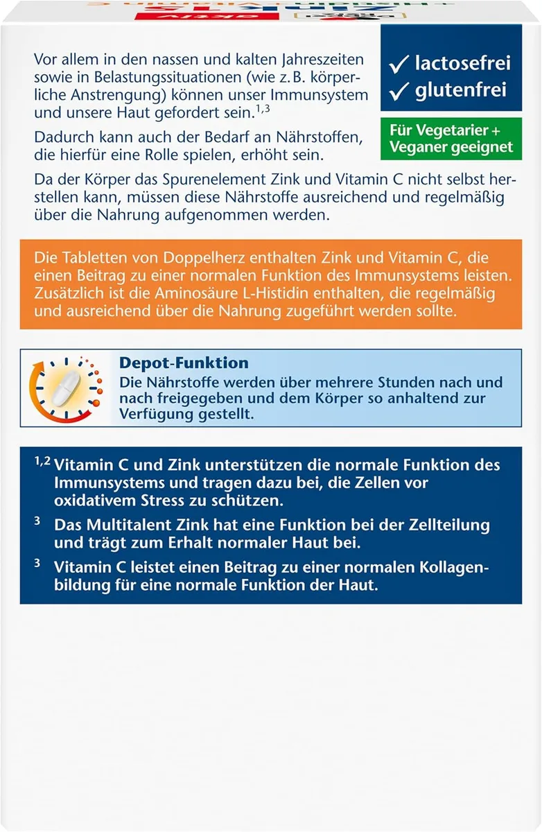 Zink 15 + Histidin + Vitamin C Depot (100 Tabletten) – Bild 2
