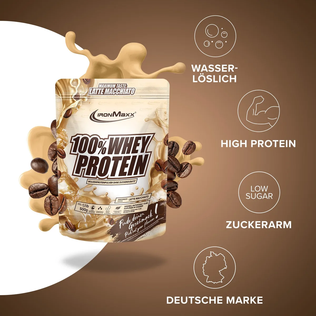 100% Whey Protein (500g) - Latte Macchiato – Bild 2
