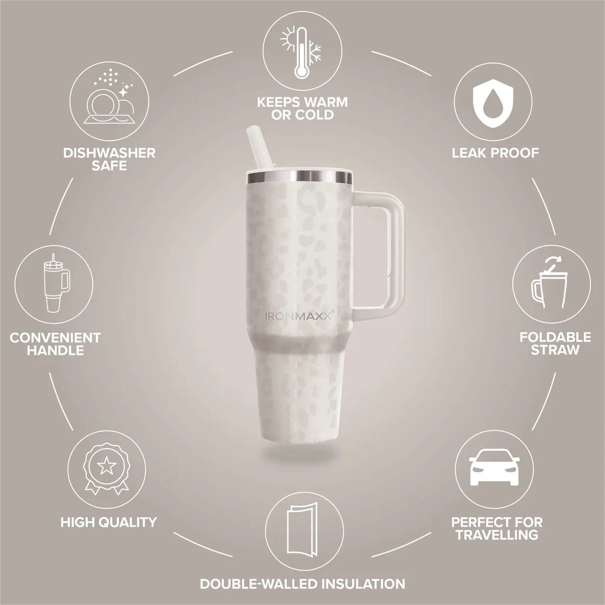 IronMaxx Cup V4.0 (1200ml) - Leo-Style Ivory – Bild 8