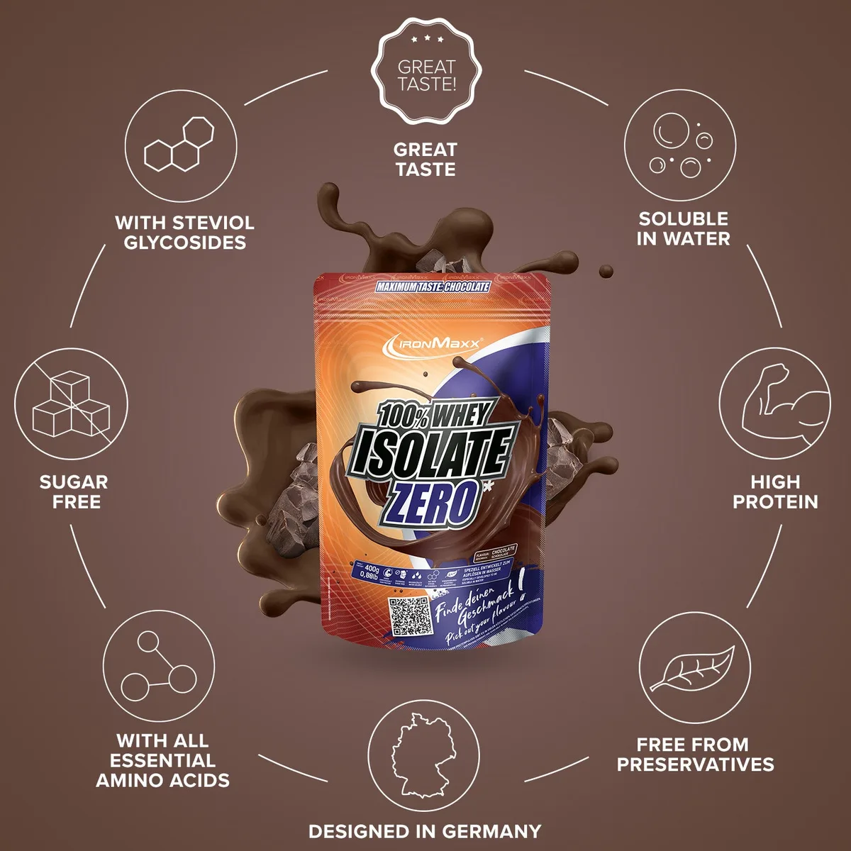 100% Whey Isolate ZERO (400g) - Schokolade – Bild 5