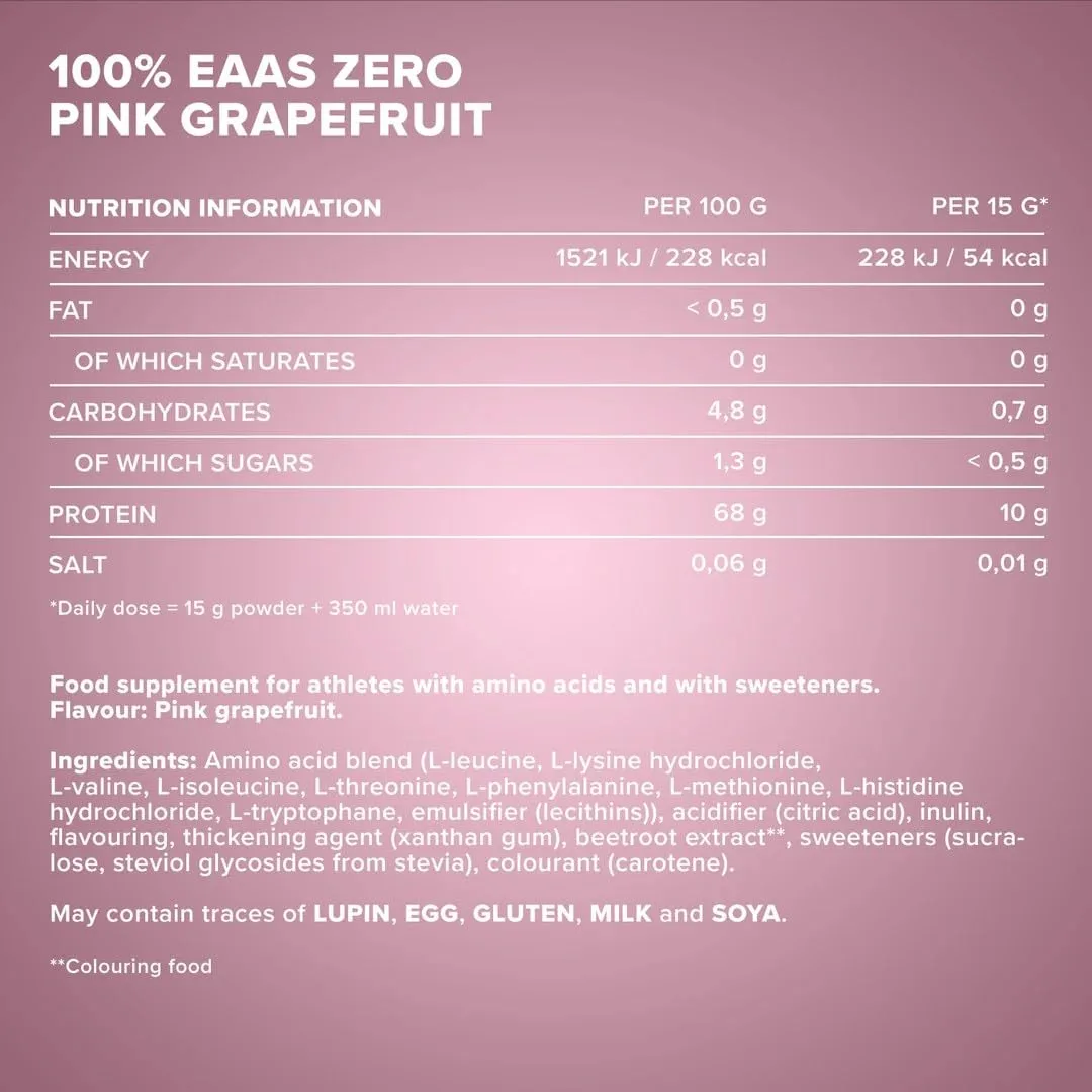 IronMaxx 100% EAAs Zero - Pink Grapefruit 500g Dose | EAA-Pulver,Vegan Und Zuckerfrei Mit Allen 8 Essentiellen Aminosäuren | Fruchtiger Geschmack, Frei Von Konservierungsstoffen – Bild 4