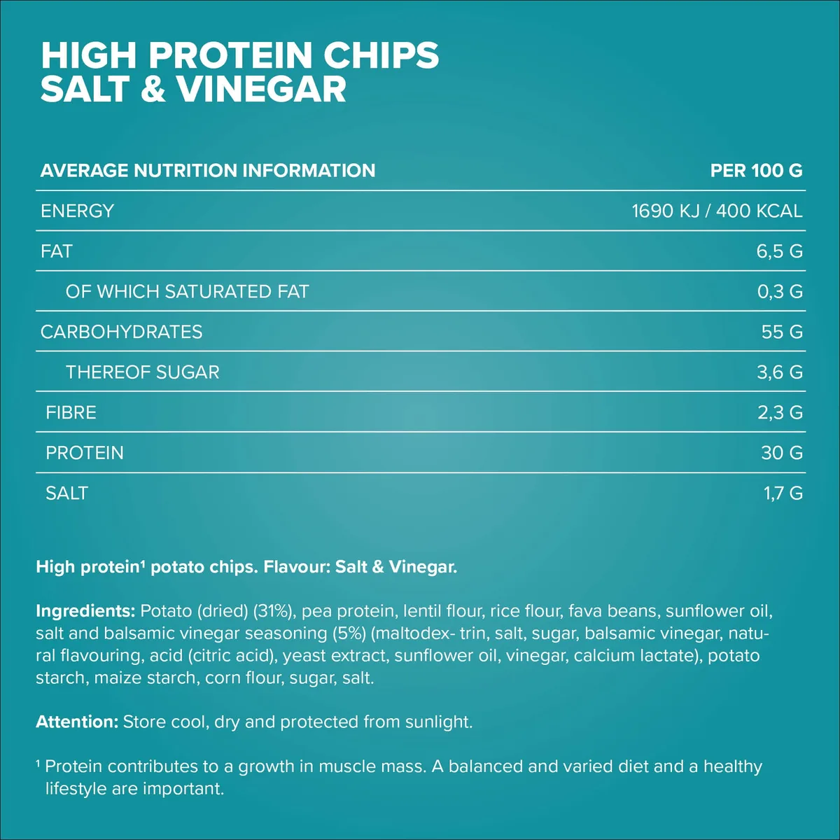 High Protein Potato Chips (60g) - Salt & Vinegar – Bild 4