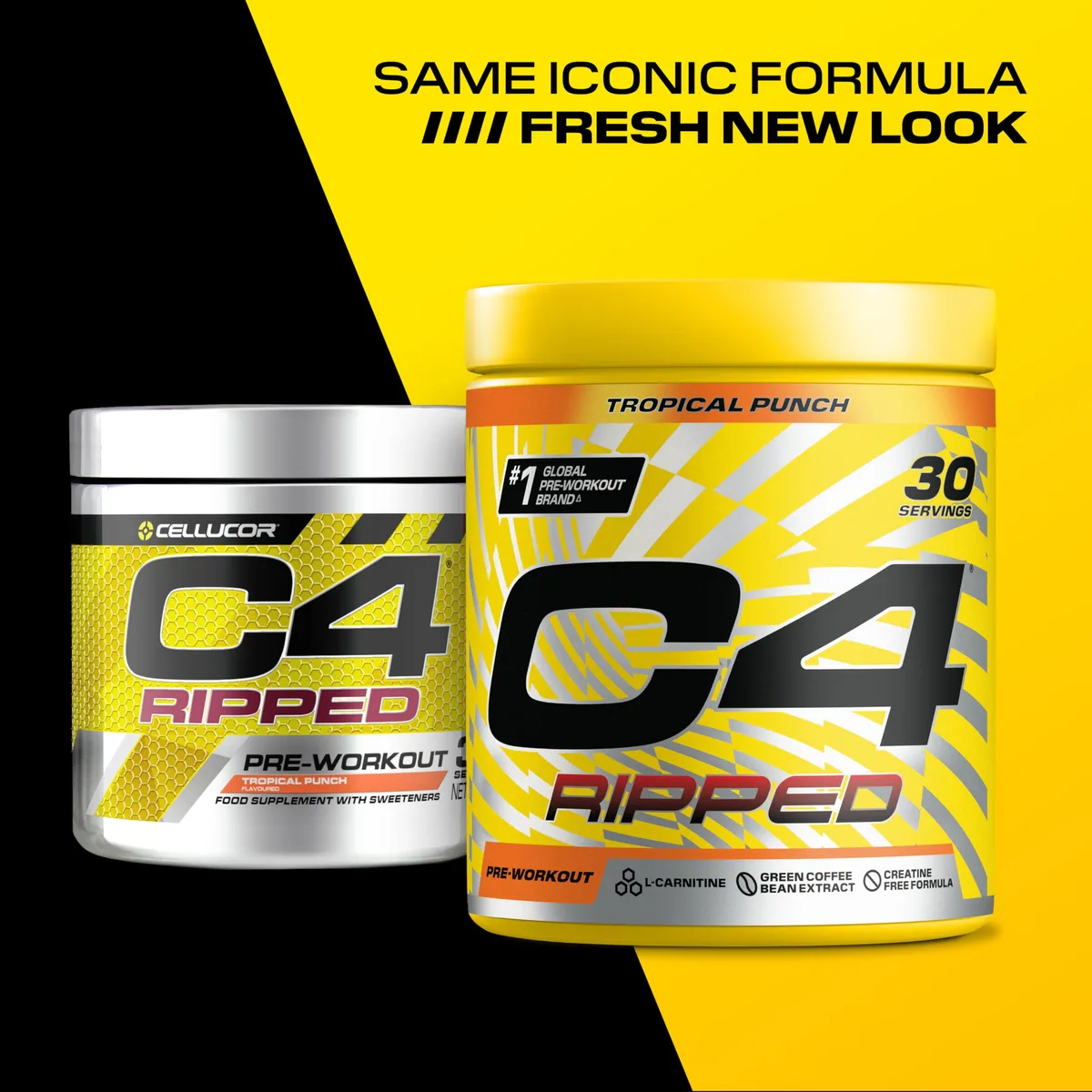 C4 Ripped - Pre-Workout-Booster - Tropenfrüchte-Punsch | Getränkepulver für Energy Drink | 150 mg Koffein + Beta-Alanin + Extrakt aus grünen Kaffeebohnen | 30 Portionen – Bild 2