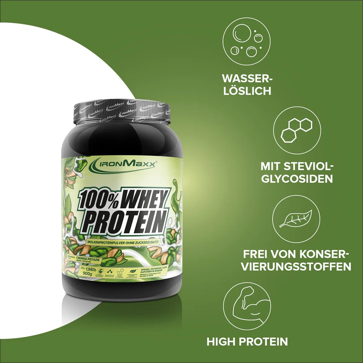 100% Whey Protein (900g) - Cremige Pistazie – Bild 2