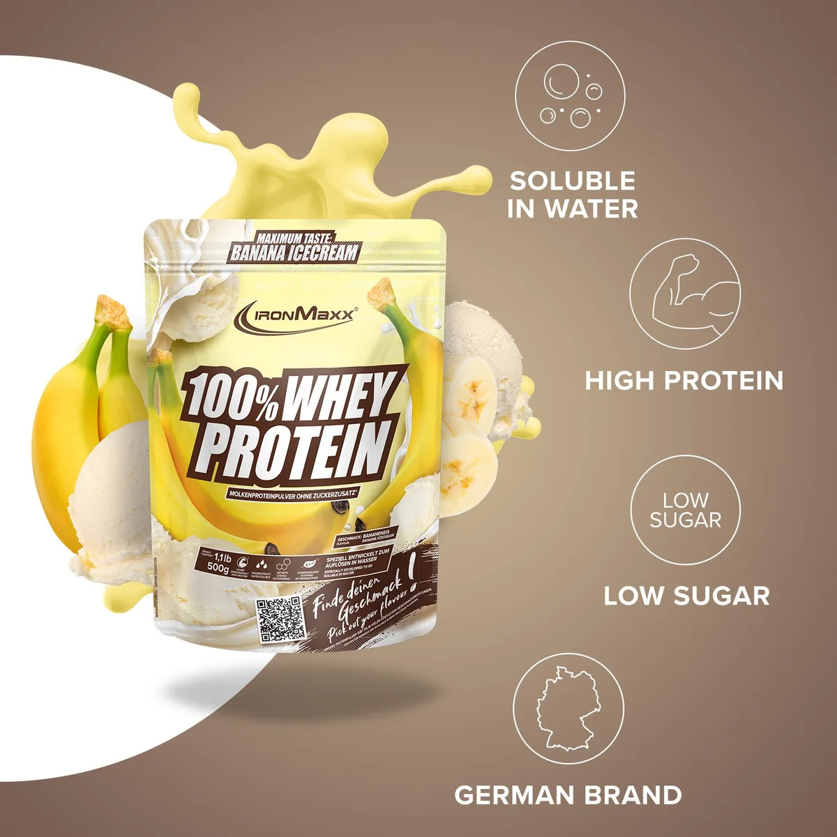 100% Whey Protein (500g) - Banana Ice Cream – Bild 2