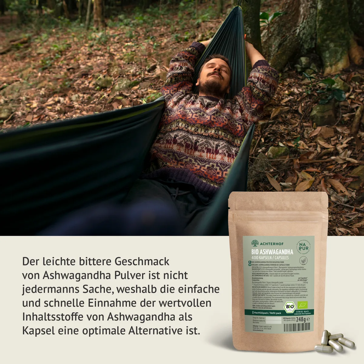 Ashwagandha Kapseln Bio Nachfüllpack (400 Kapseln) – Bild 4