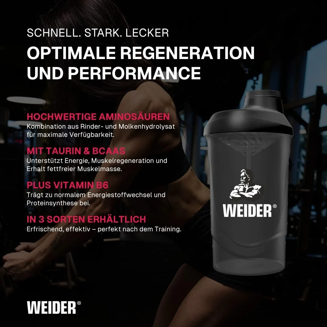 Weider - Amino Power Liquid - Flüssiges Hydrolysiertes Protein - Aminosäuren - 23g Protein pro 45 ml für Muskelaufbau - Mit L-Leucin, Taurin, Vitamin B6 - 1 Liter - Cola – Bild 3