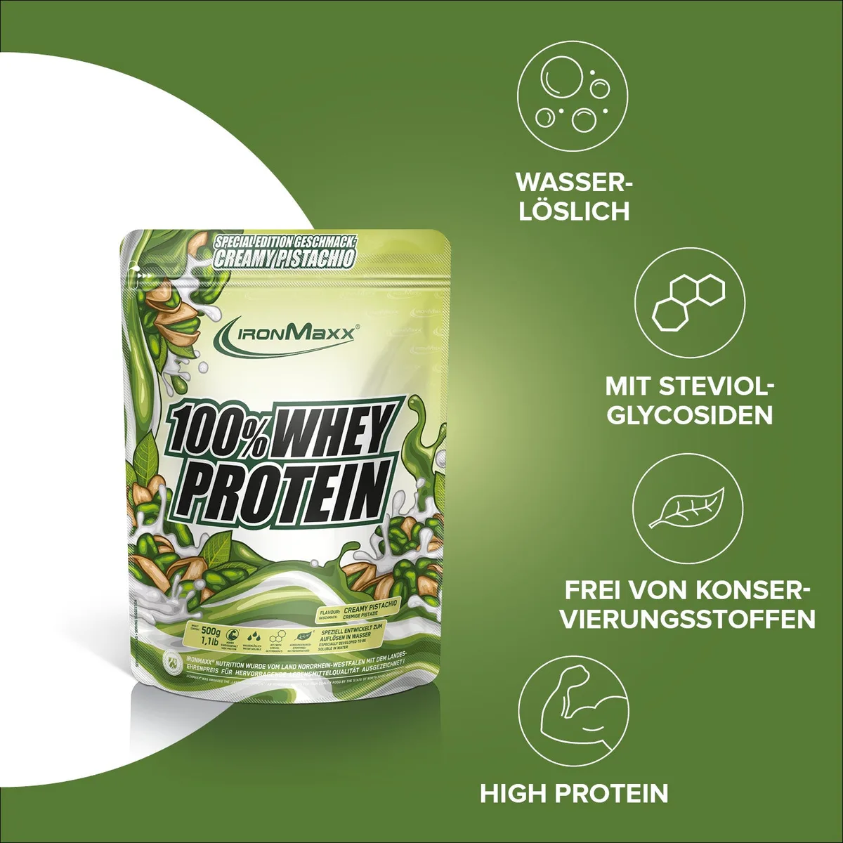 100% Whey Protein (500g) - Creamy Pistazie (Special Edition) – Bild 2