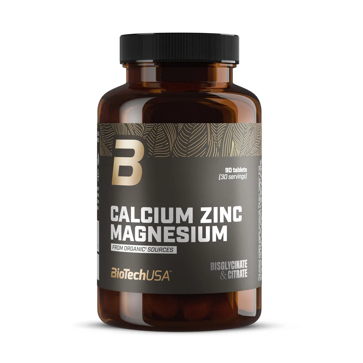 BioTechUSA Calcium Zinc Magnesium from Organic Sources | 4 Arten biologischer Mineralien | Synergistische Formel für Knochen, Muskeln, Nerven- und Immunsystem, 90 Tabletten
