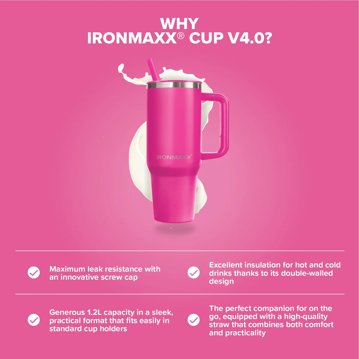 IronMaxx Cup V4.0 (1200ml) - Active Pink – Bild 7
