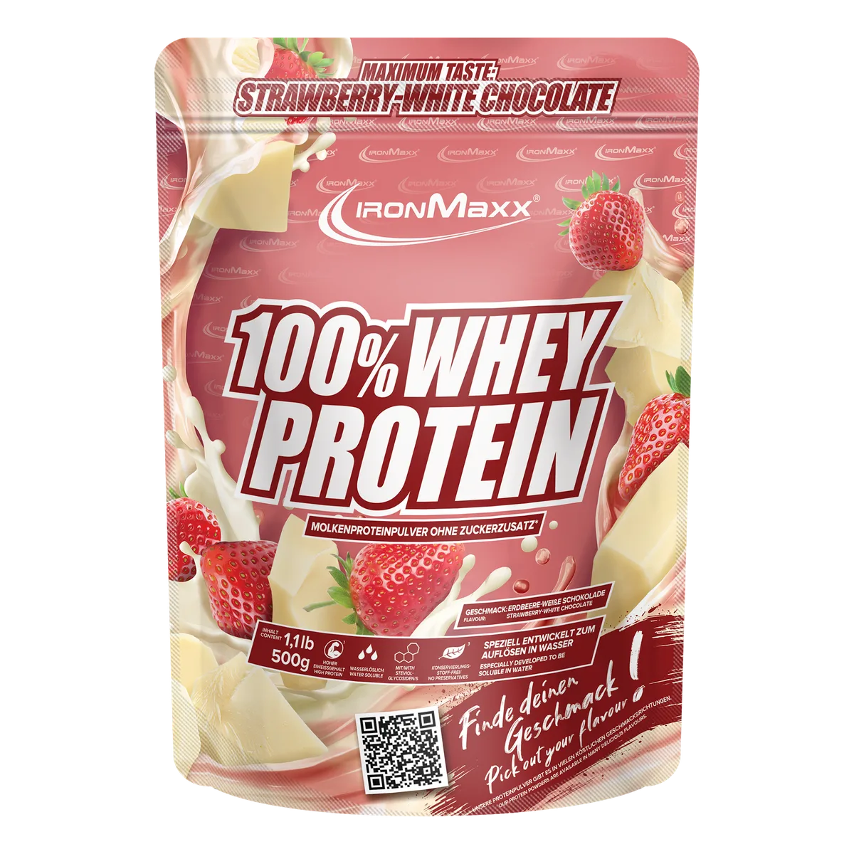100% Whey Protein (500g) - Weiße Schokolade-Erdbeere
