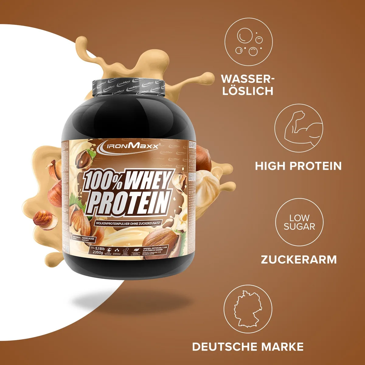 100% Whey Protein (2350g) - Haselnuss – Bild 2