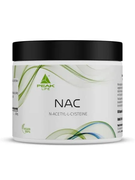 PEAK NAC - 60 Kapseln I 60 Portionen I Nahrungsergänzungsmittel mit 600mg hochdosiertem N-Acetyl-L-Cystein I hohe Bioverfügbarkeit I vegan