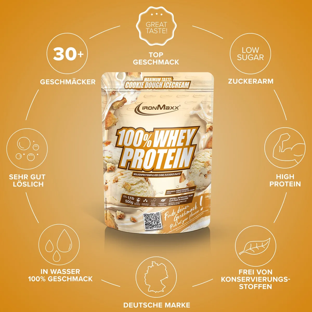 100% Whey Protein (500g) - Ice Cream Cookie Dough – Bild 5