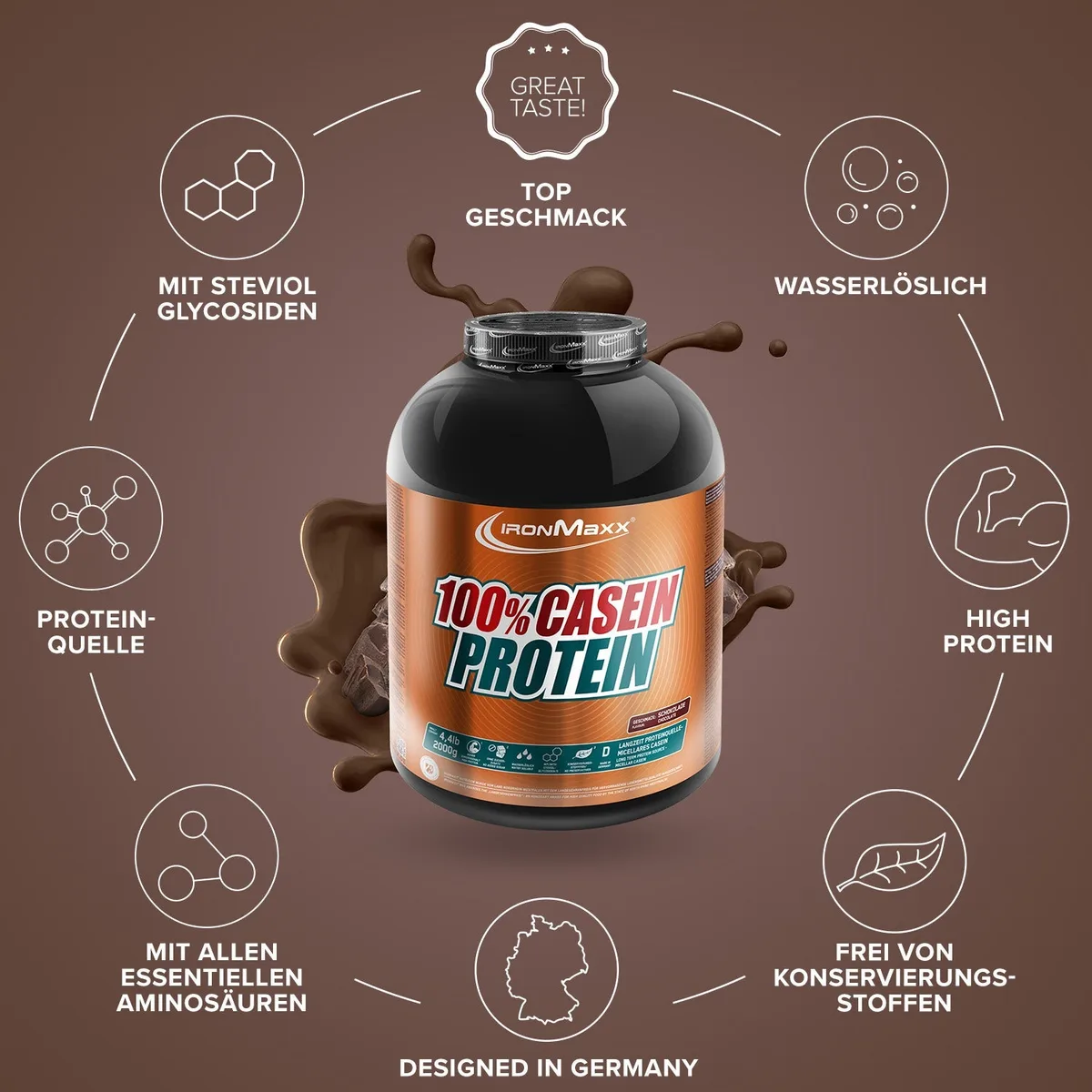 100% Casein Protein (2000g) - Schokolade – Bild 5