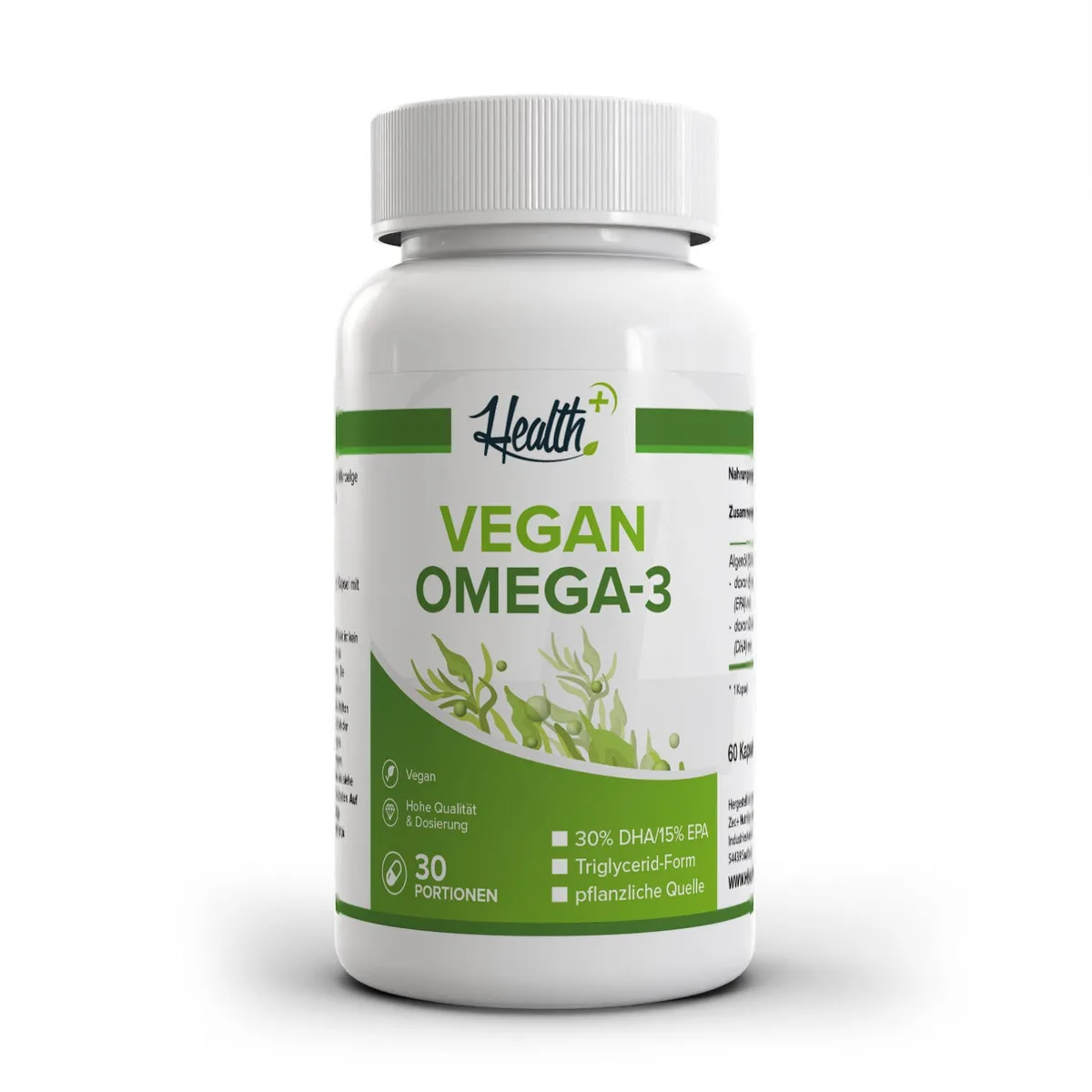 HEALTH+ Algen-Öl Kapseln | Vegan Omega 3, 60 Kapseln