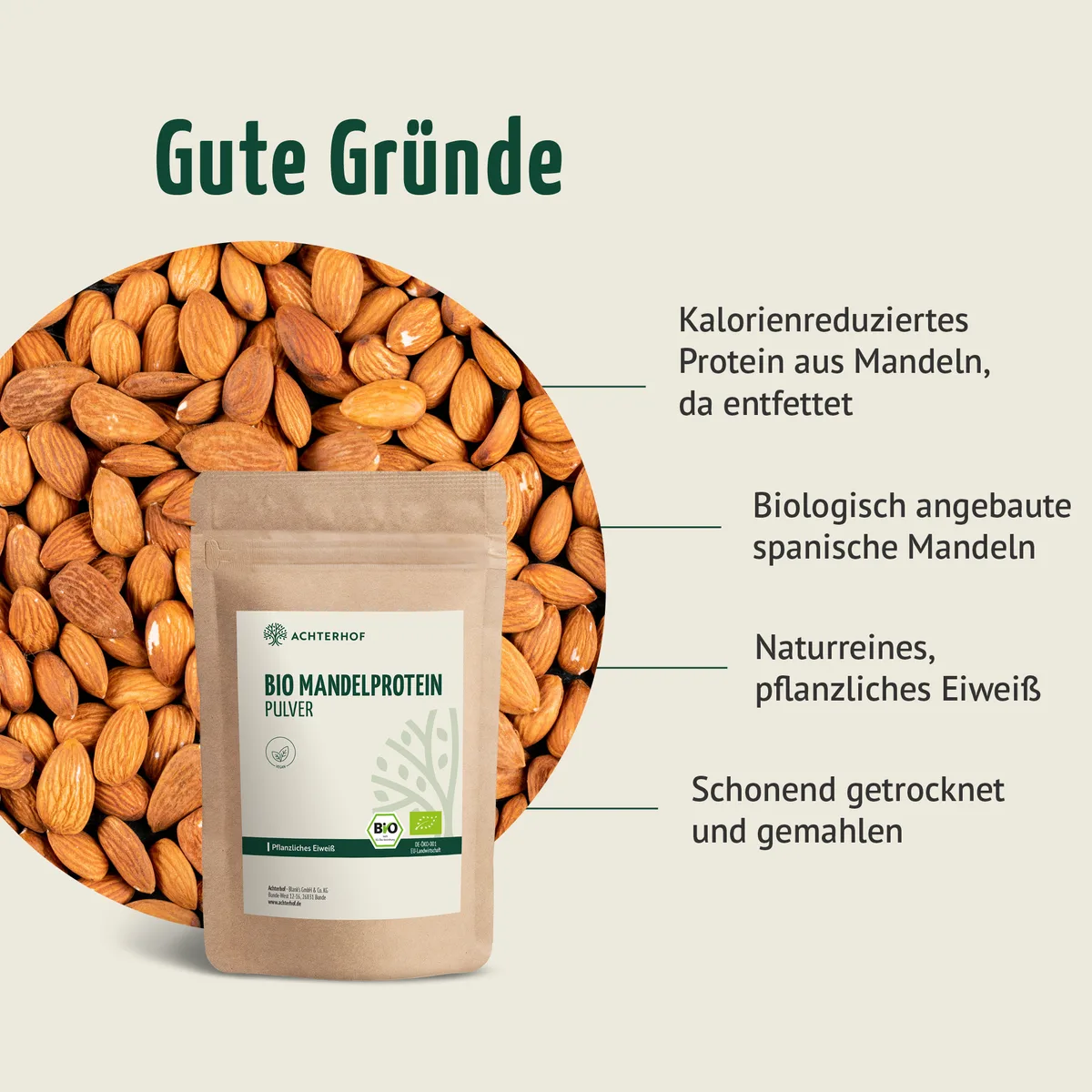 Bio Mandelprotein Pulver (500g) – Bild 4