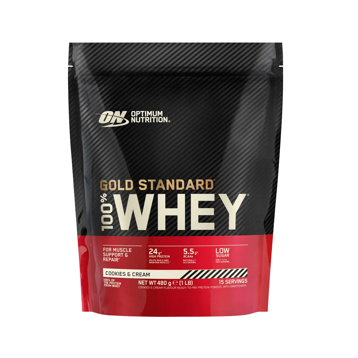 ON Gold Standard 100% Whey - Fördert Muskelaufbau und Regeneration, fettarmer Proteinkonditionierer mit natürlich vorkommenden Glutamin und BCAA-Aminosäuren, Keksgeschmack, 15 Portionen, 480g