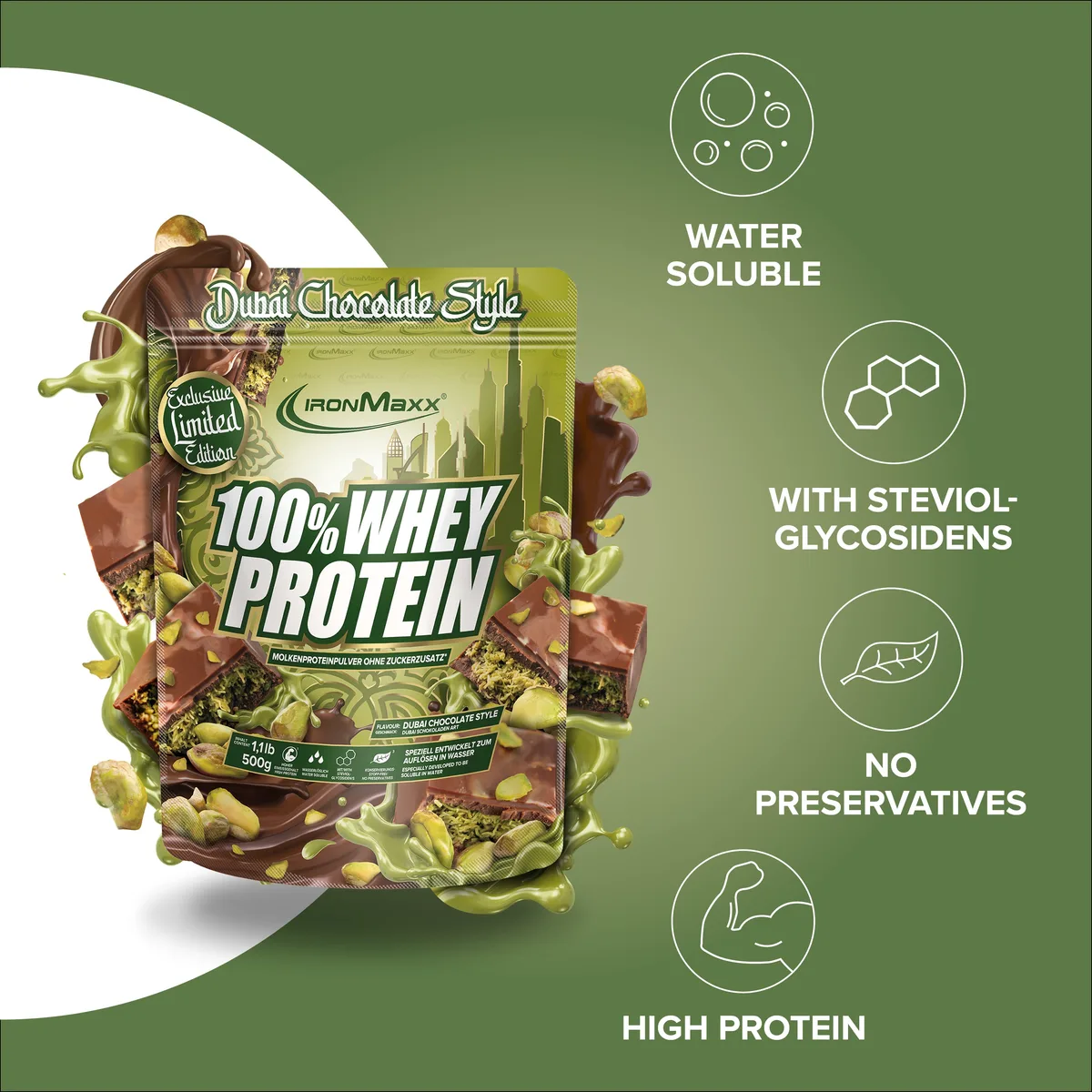 100% Whey Protein (500g) - Dubai Chocolate Style – Bild 2