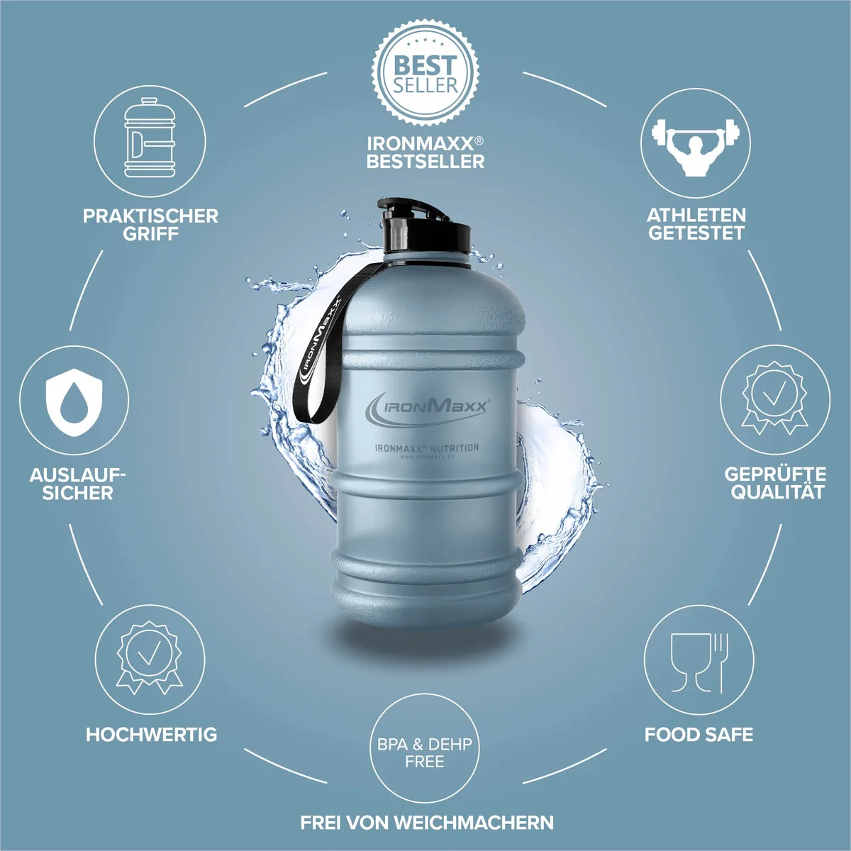 Water Gallon (2200ml) - Matt Transparent Frosted Kyanite Blue – Bild 6