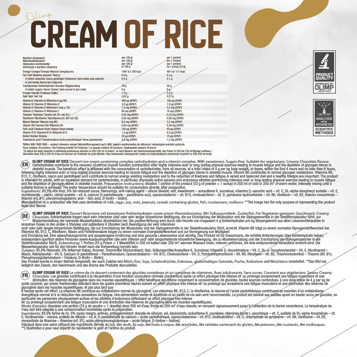 Olimp Cream of Rice (1000g) Chocolate – Bild 6