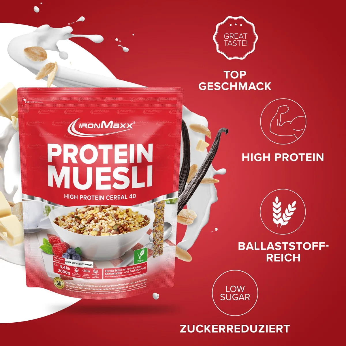 Protein Müsli (2000g) - White Chocolate Vanilla – Bild 2