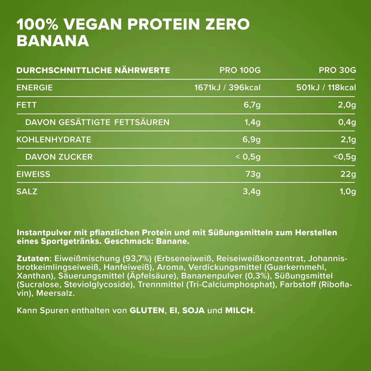 100% Vegan Protein Zero (500g) - Sunny Banana – Bild 4