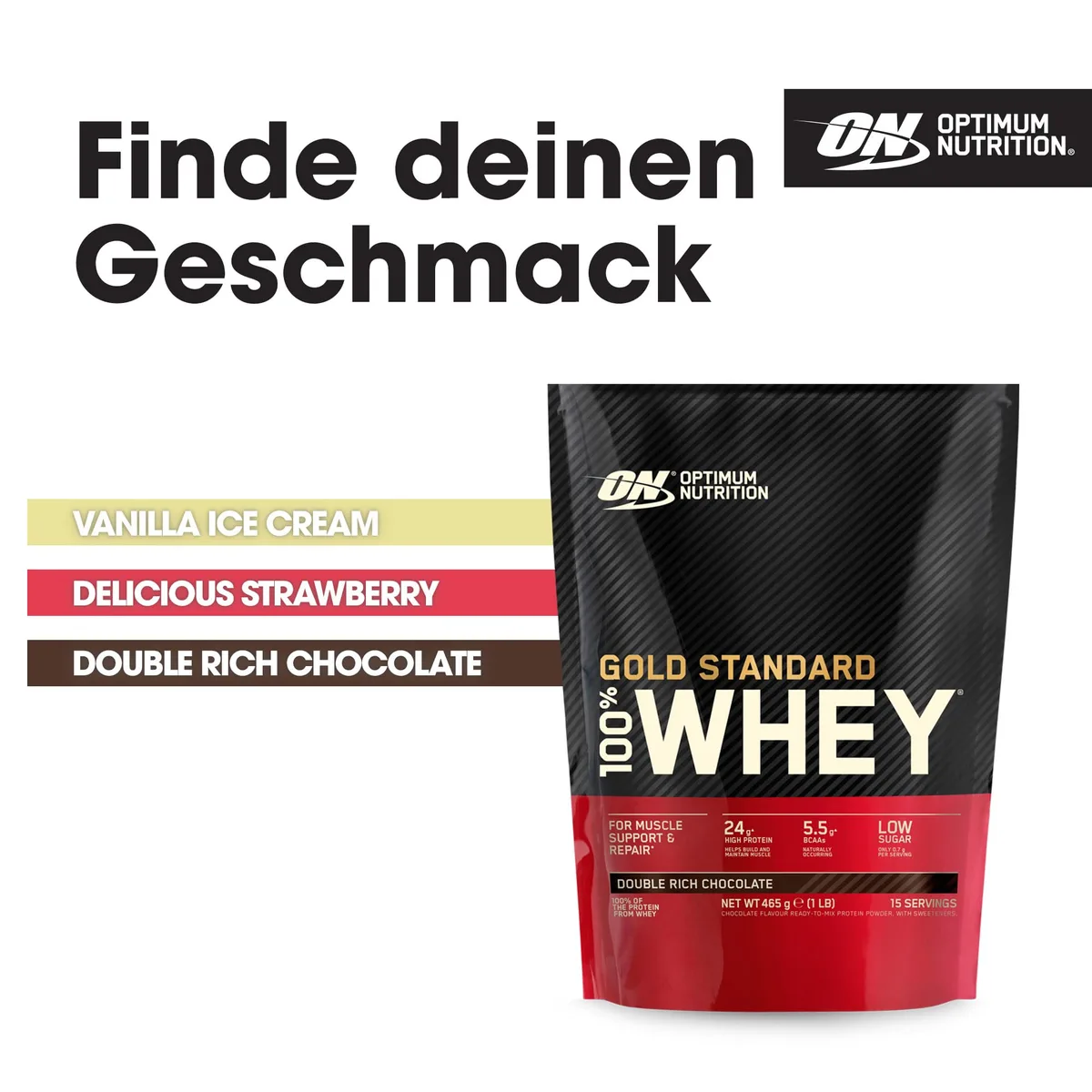 Optimum Nutrition Gold Standard 100% Whey, Proteinpulver, Geschmack Double Rich Chocolate, 465g, 15 Portionen – Bild 5
