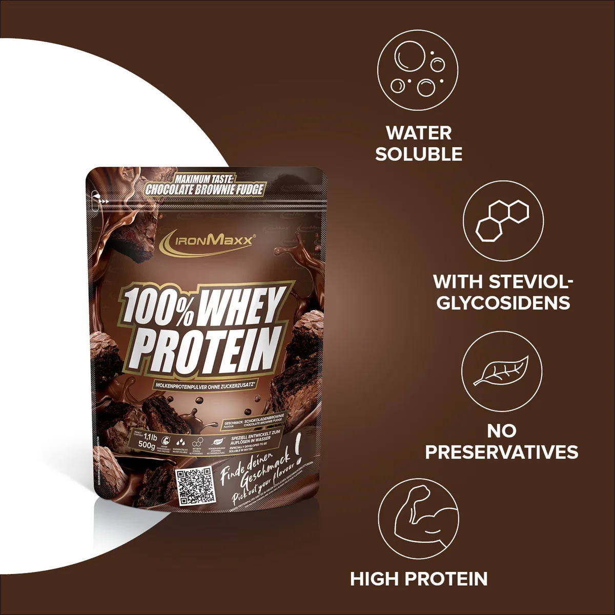 100% Whey Protein (500g) - Chocolate Brownie Fudge – Bild 7