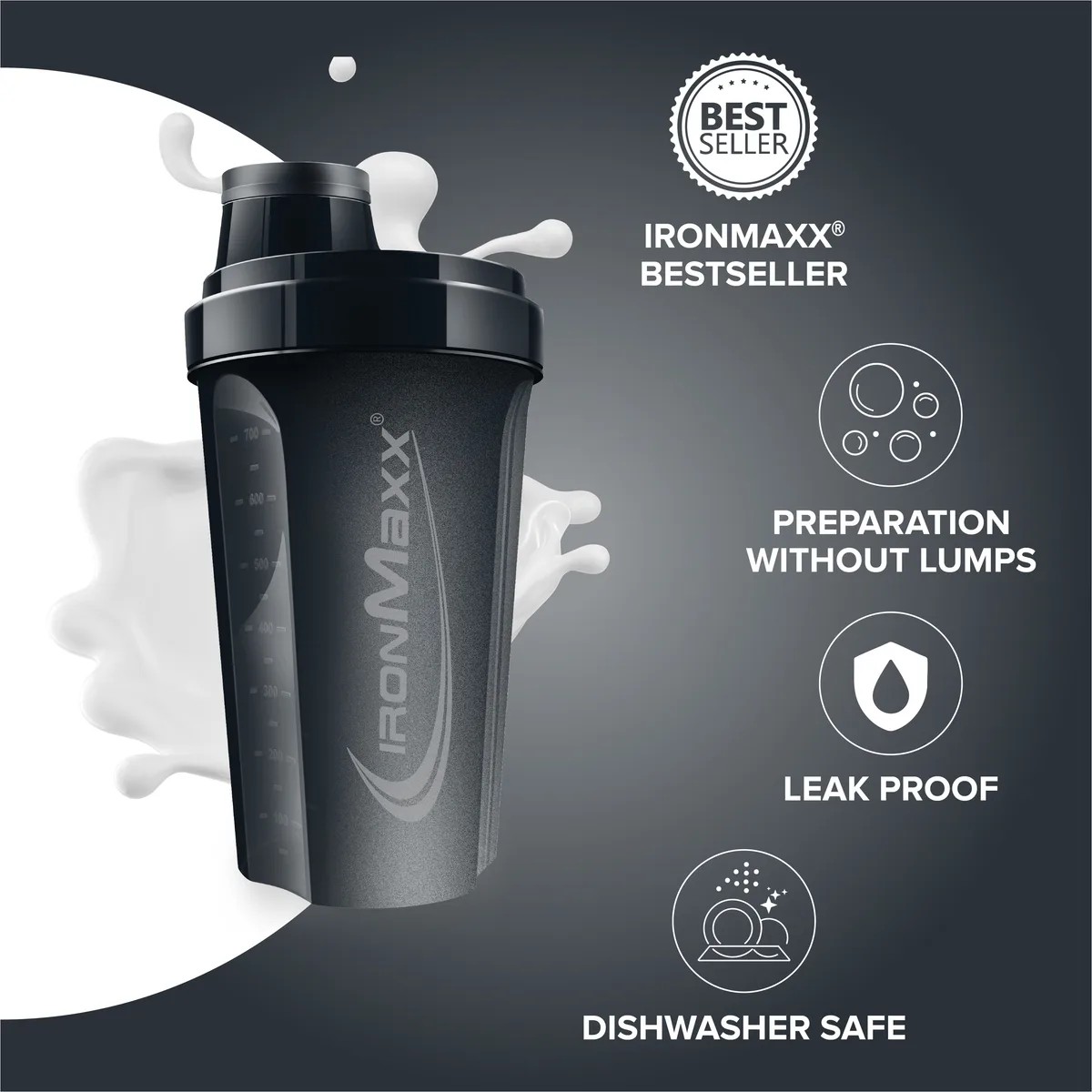 Shaker (700ml) - Deep Black – Bild 6