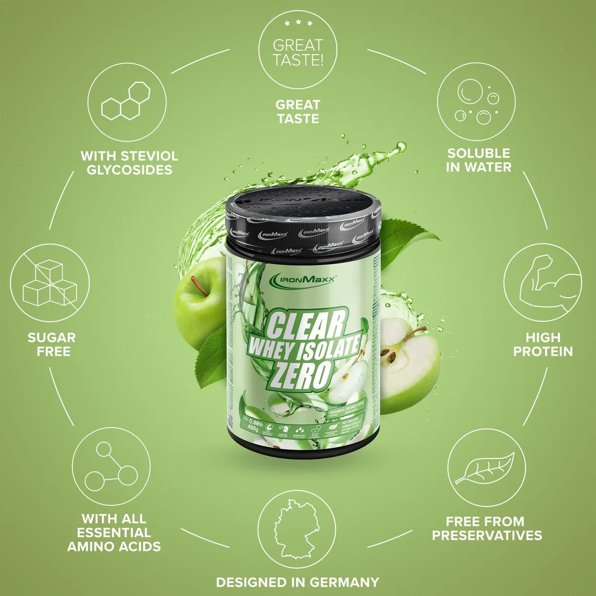 Clear Whey Isolate ZERO (400g) - Green Apple – Bild 4
