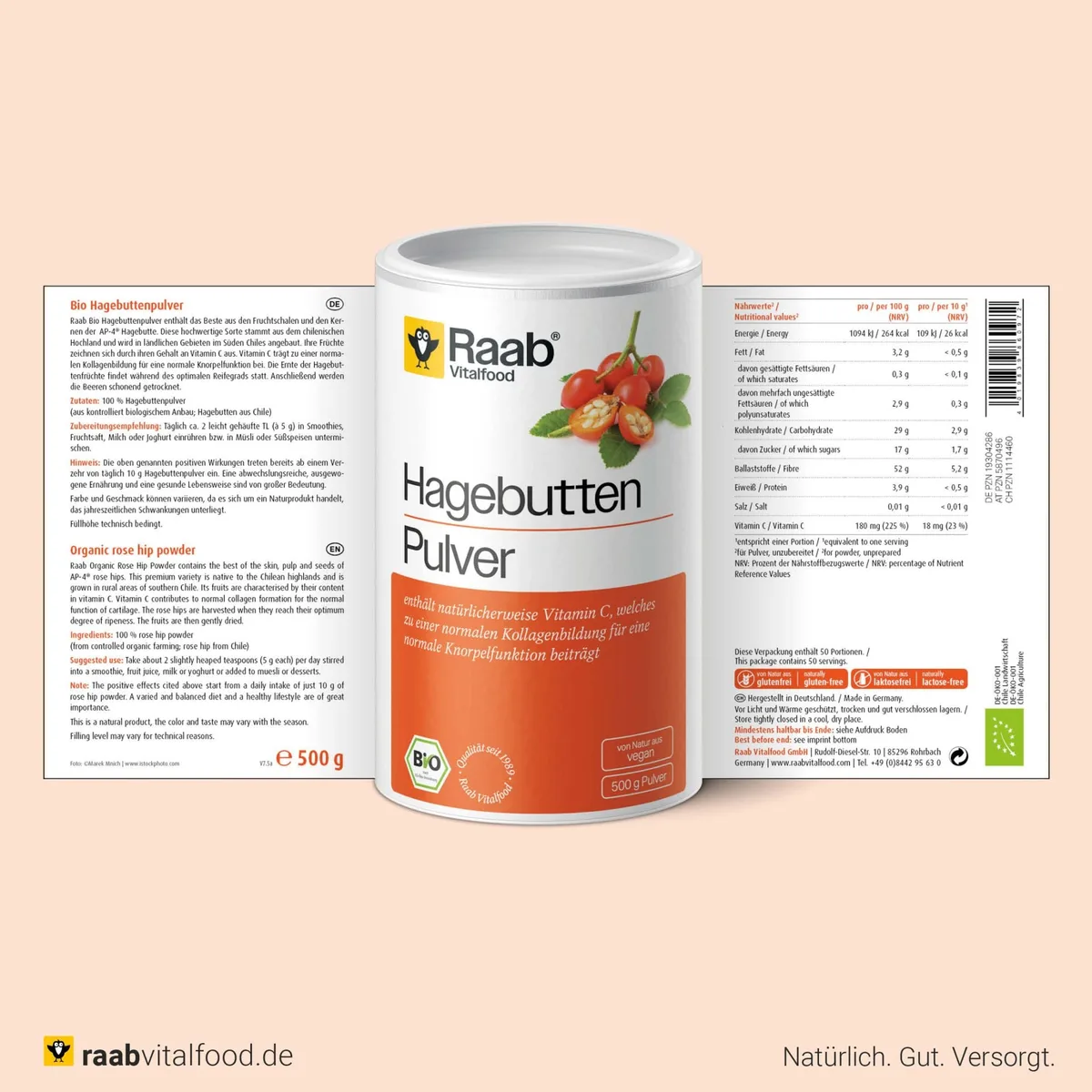 Bio Hagebutten Pulver (500g) – Bild 2