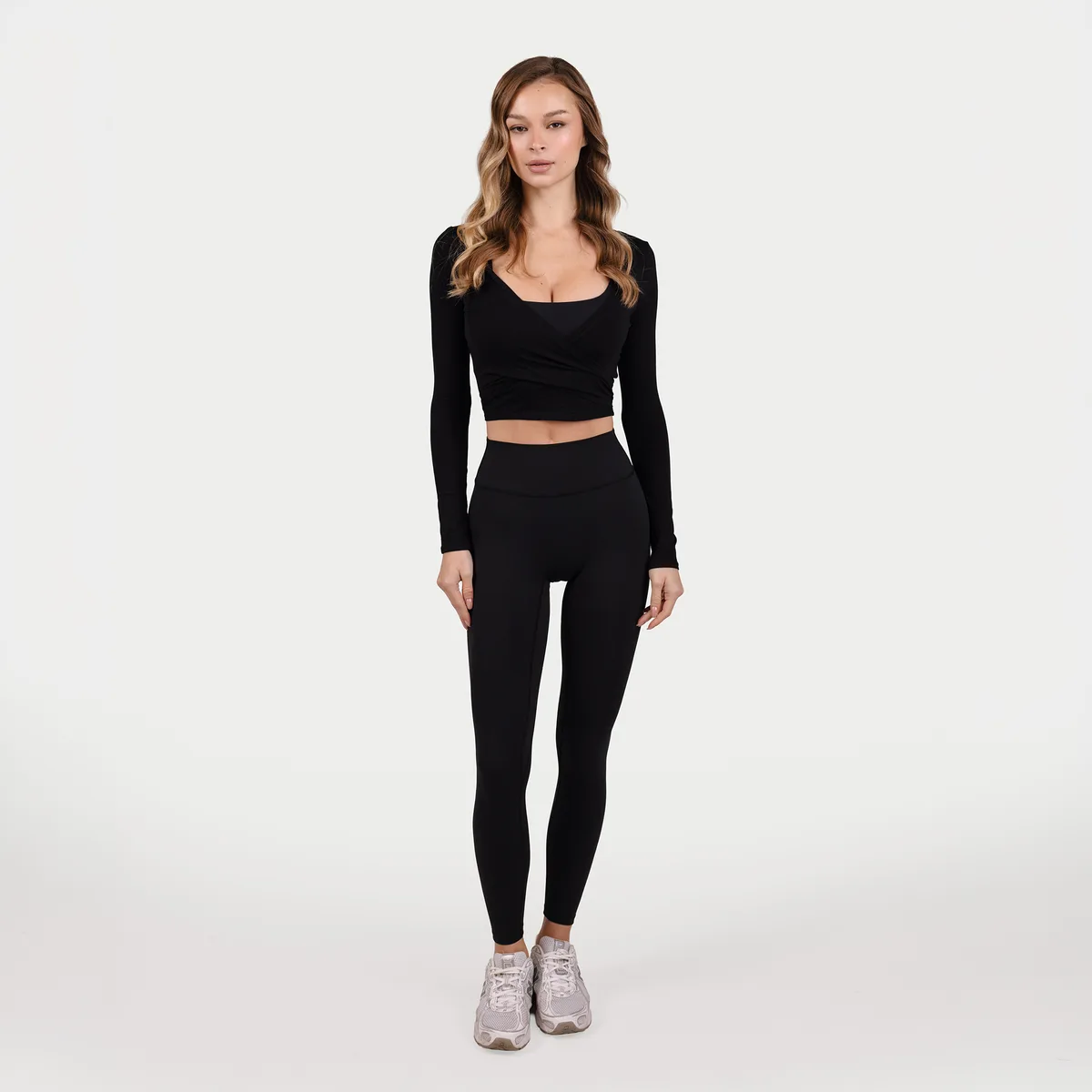 MRIIÀ Bodycon Long Sleeve Wrap Top Black / L