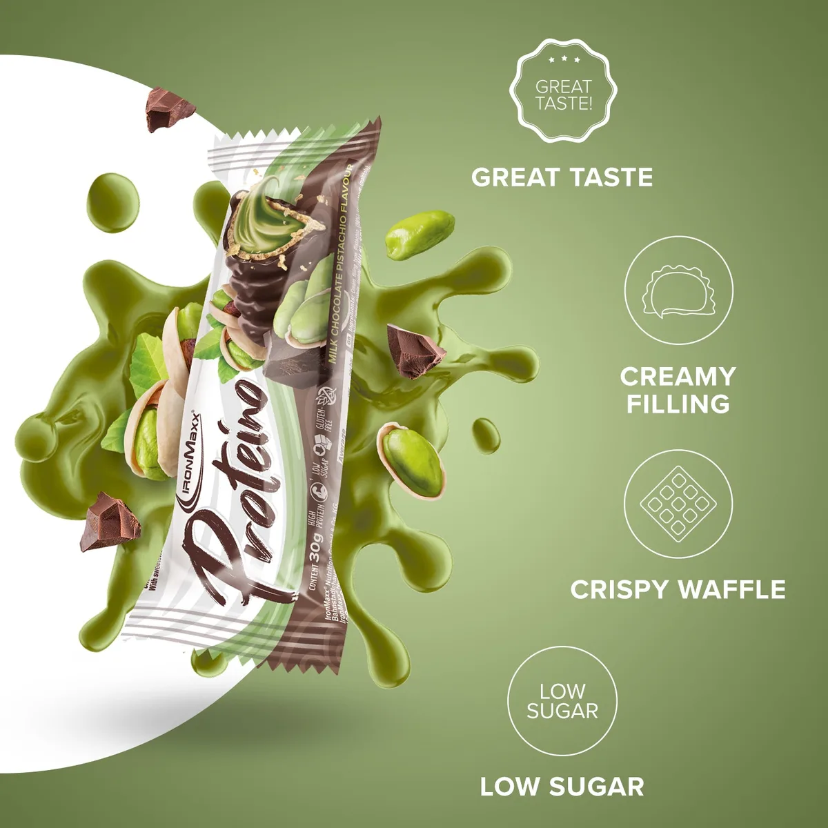 Proteino (12x30g) - Milk Chocolate Pistachio – Bild 7