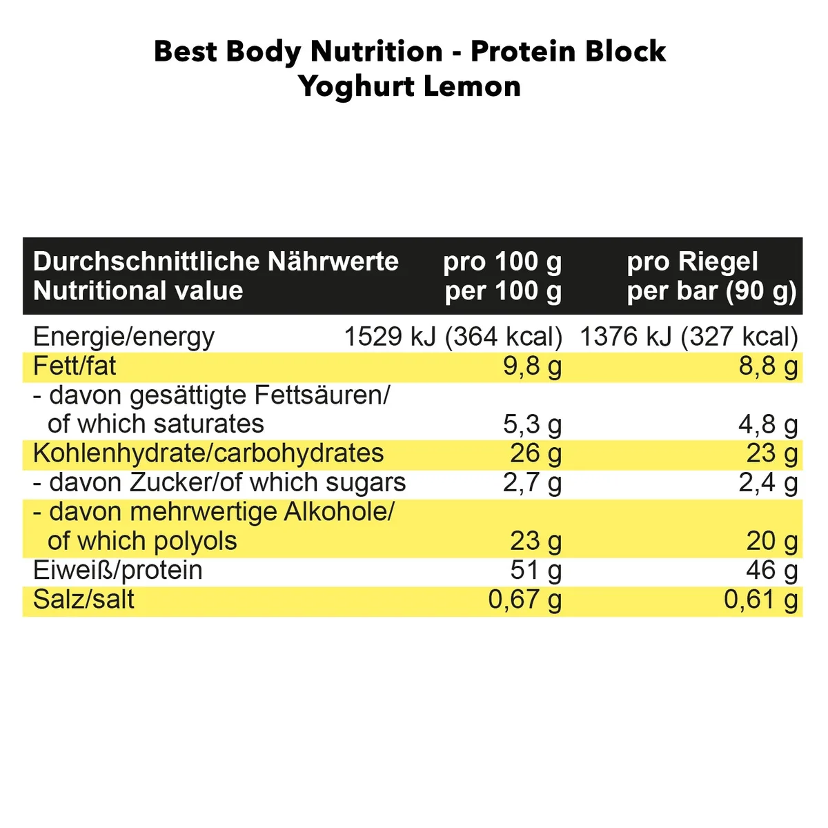 Protein Block (15x90g) Chocolate – Bild 3