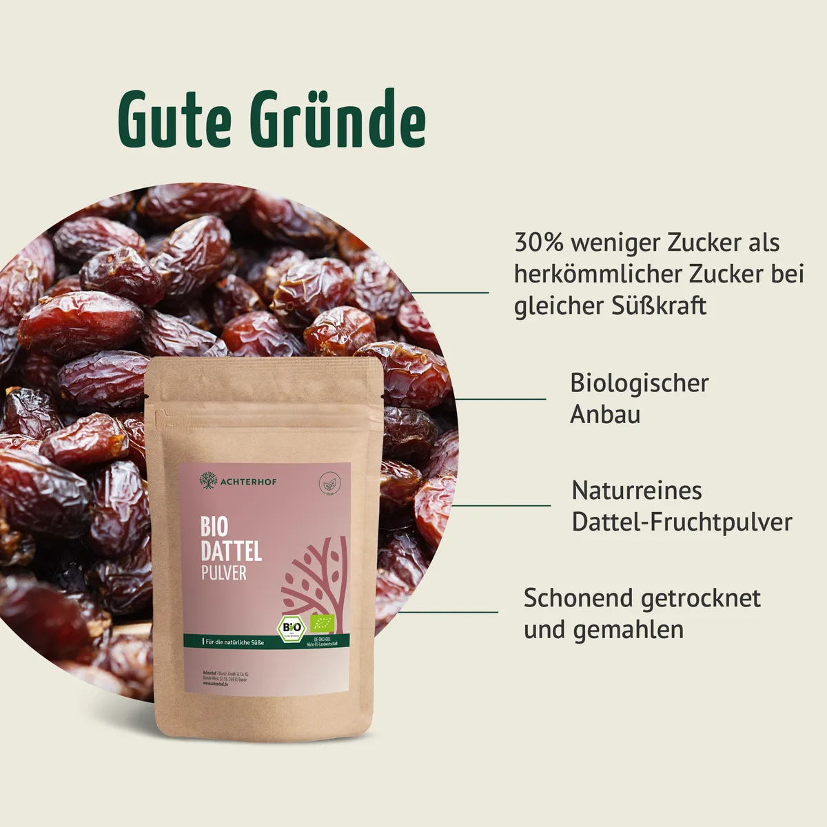 Bio Dattel Pulver (100g) – Bild 4