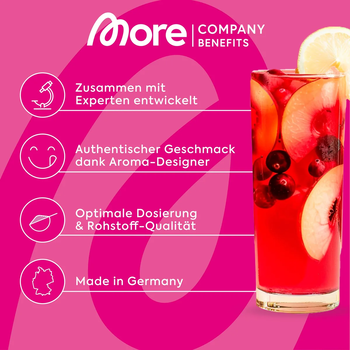 MORE Zerup, Cherry, 65 ml, für bis zu 8 l Fertiggetränk, zuckerfreier Sirup mit u.a. echten Fruchtextrakten, vegan, zero Kalorien - made in Germany – Bild 5