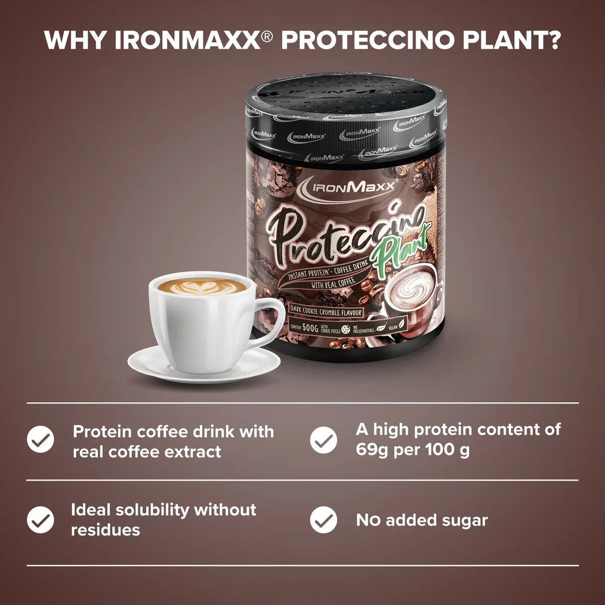 Proteccino Plant (500g) - Dark Cookie Crumble – Bild 8