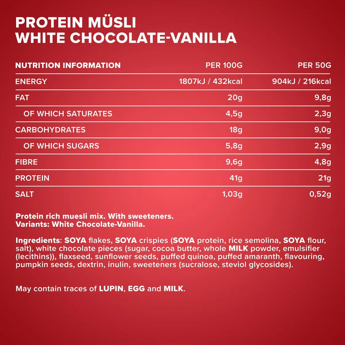 Protein Müsli (550g) - White Chocolate Vanilla – Bild 4