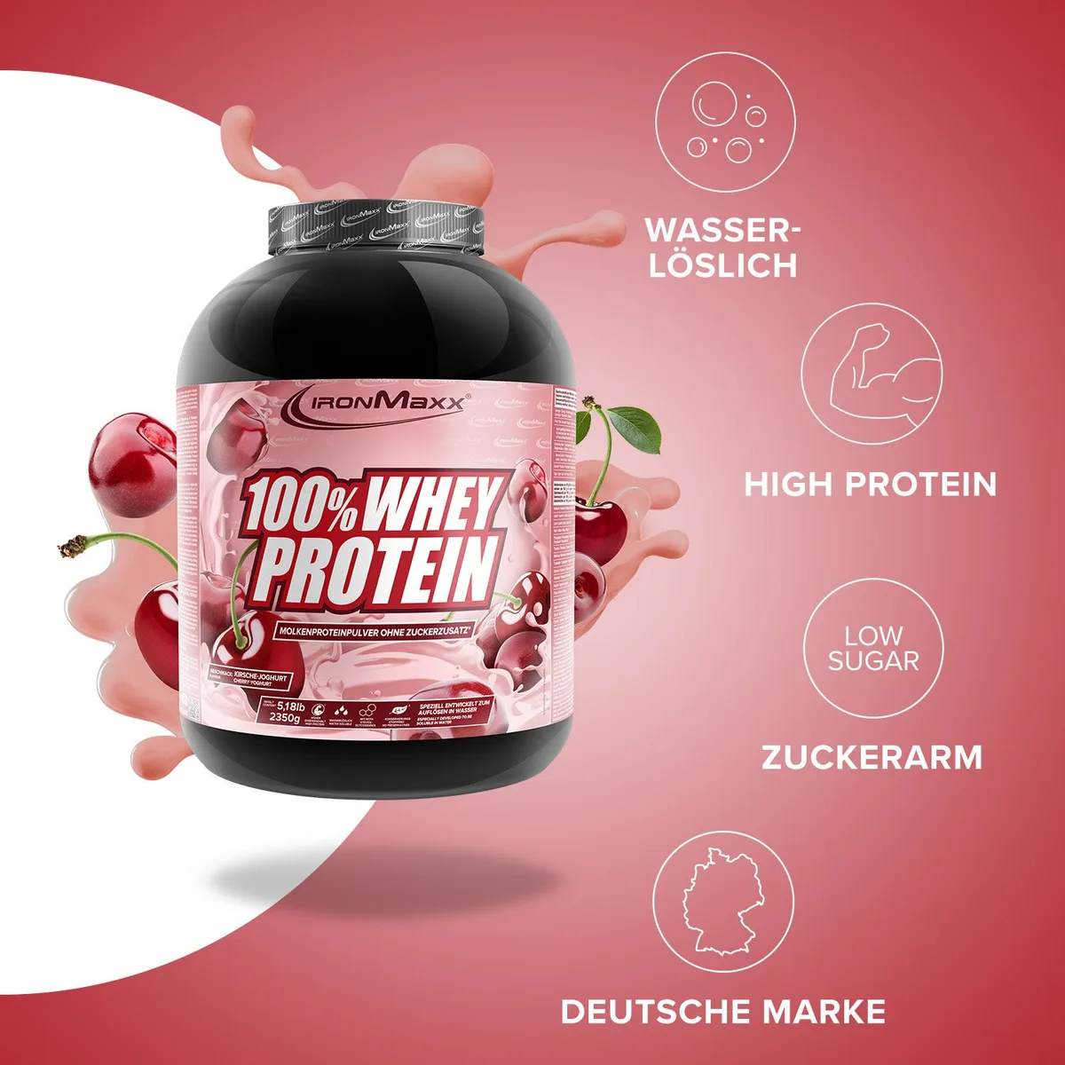 100% Whey Protein (2350g) - Kirsche Yoghurt – Bild 2