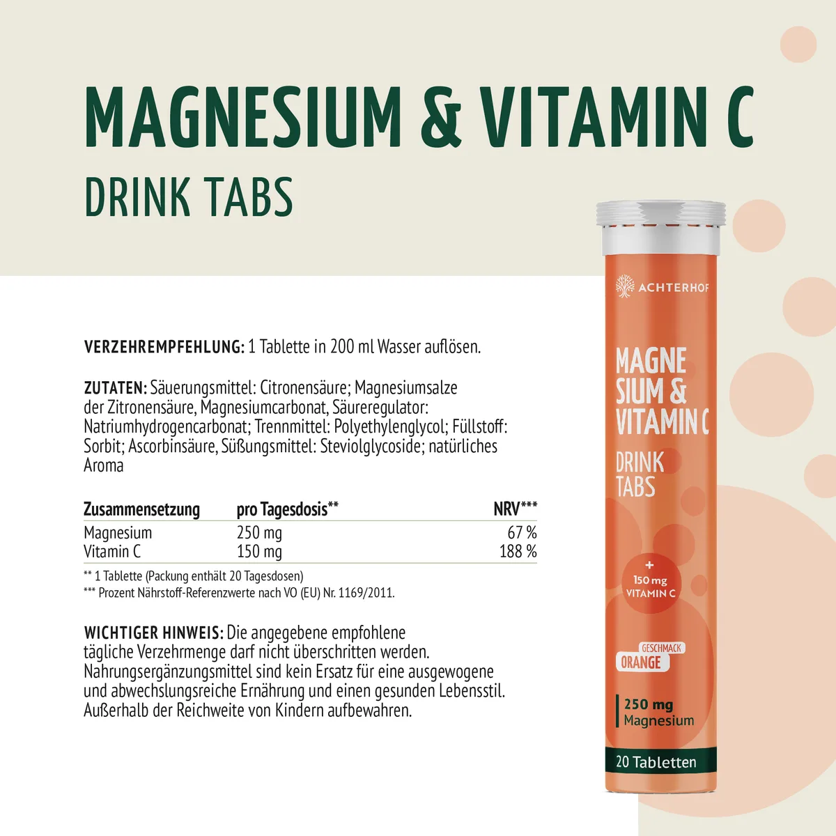 Magnesium & Vitamin C Drink Tabs (20 Tabletten) – Bild 4