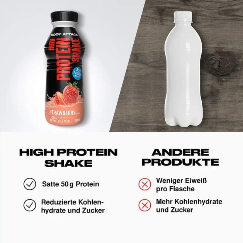 Body Attack High Protein Shake (inkl, 0,25 Pfand) Vanilla – Bild 3