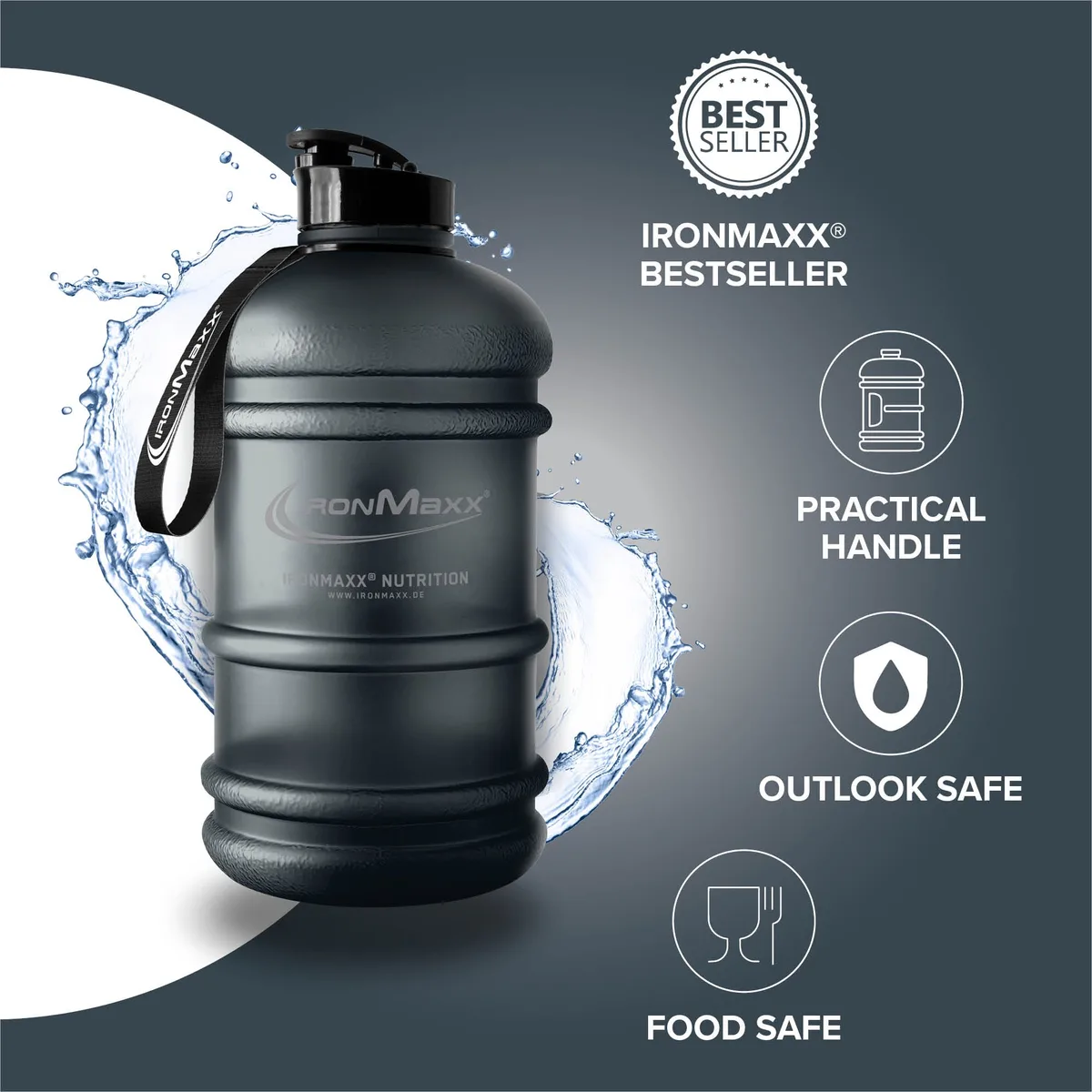 Water Gallon (2200ml) - Matt Transparent Frosted Deep Black – Bild 8