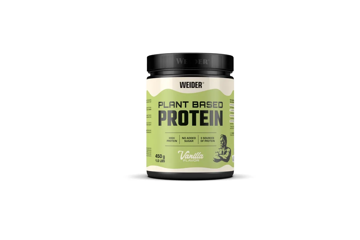 Weider - Plant Based Protein - Veganes Mehrkomponenten-Eiweiß mit Erbsen-, Ackerbohnen- und Reisprotein - Whey Alternative, Proteinpulver mit 29g pro Shake - 450g - Vanille