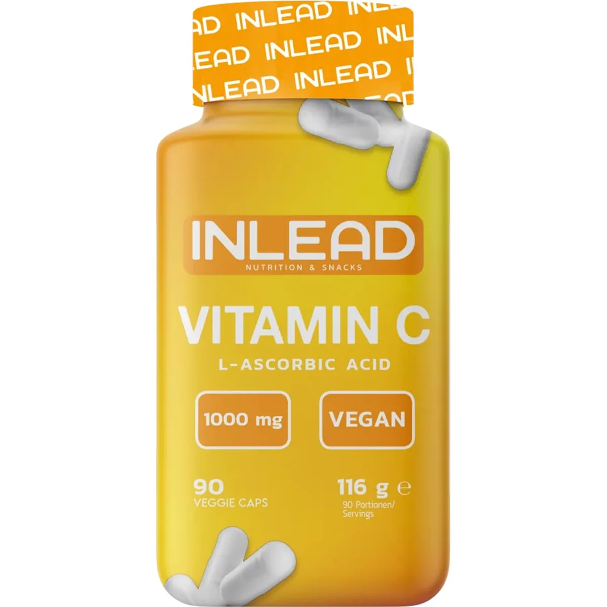 INLEAD - Vitamin C | Starkes Antioxidans zur Unterstützung des Immunsystems und der Kollagenproduktion - 90 Kapseln