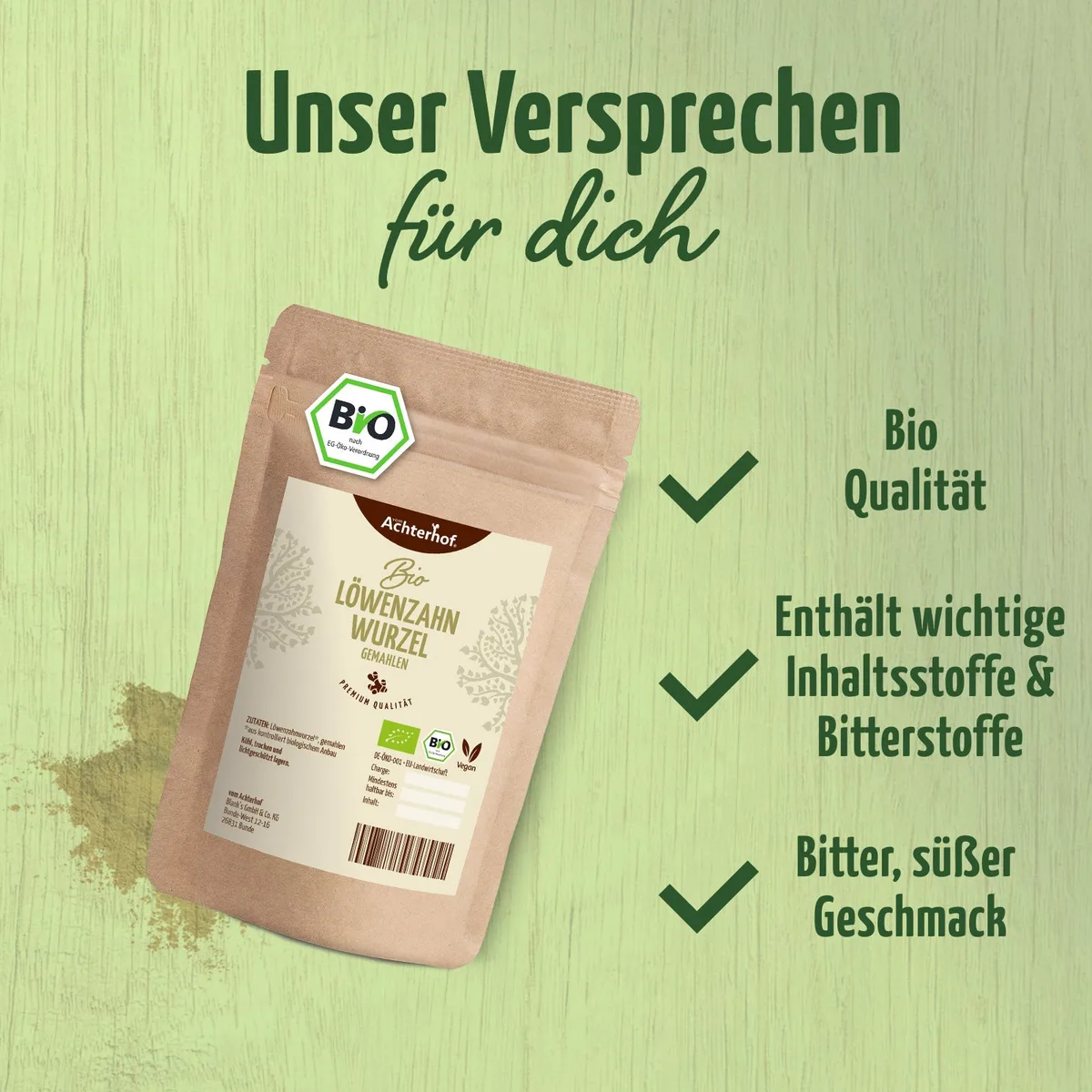 Löwenzahnwurzel Pulver Bio (500g) – Bild 3