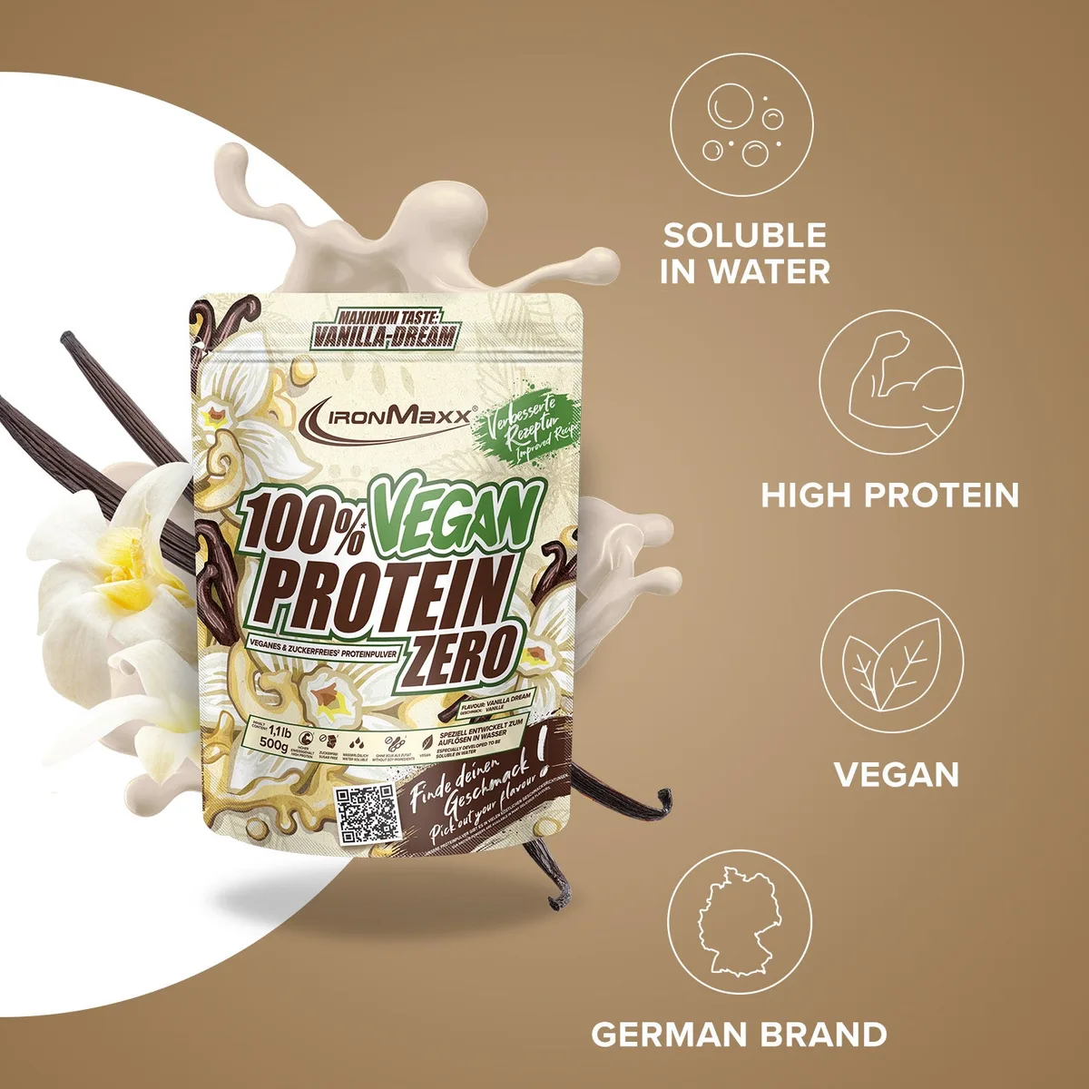 100% Vegan Protein Zero (500g) - Vanilla Dream – Bild 7