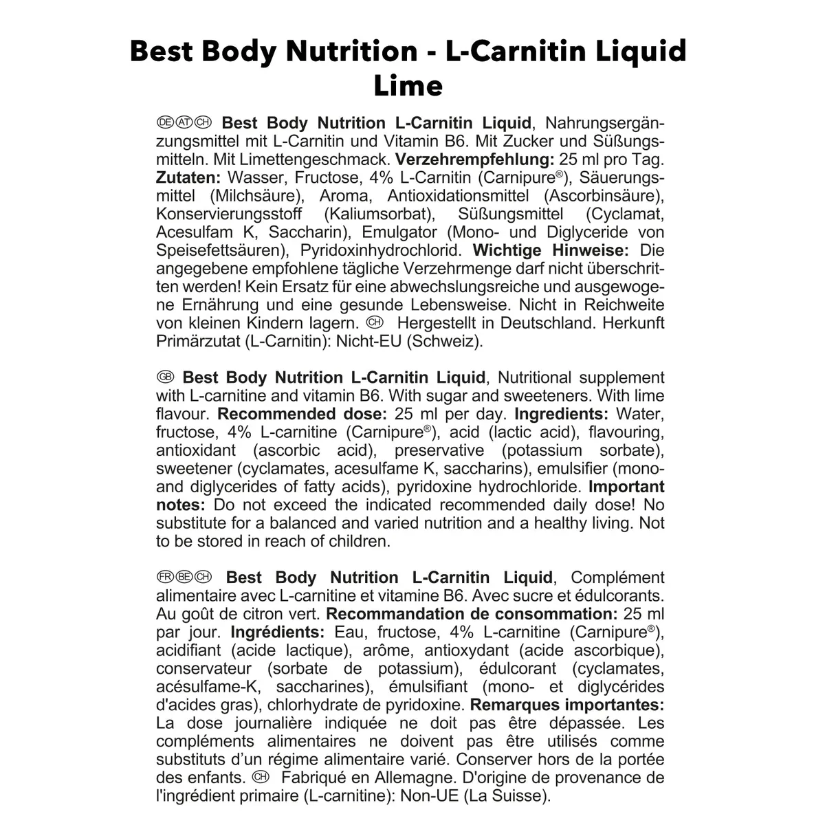 L-Carnitin Liquid (1000ml) Limette – Bild 2