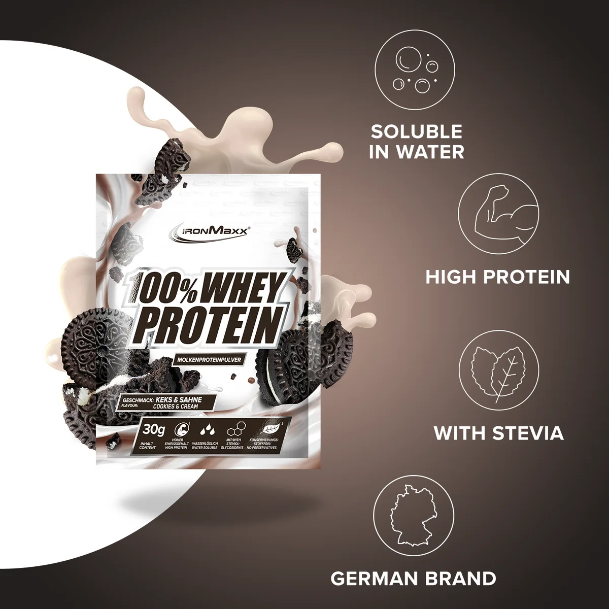 100% Whey Protein (10x30g) - Cookies & Cream – Bild 7